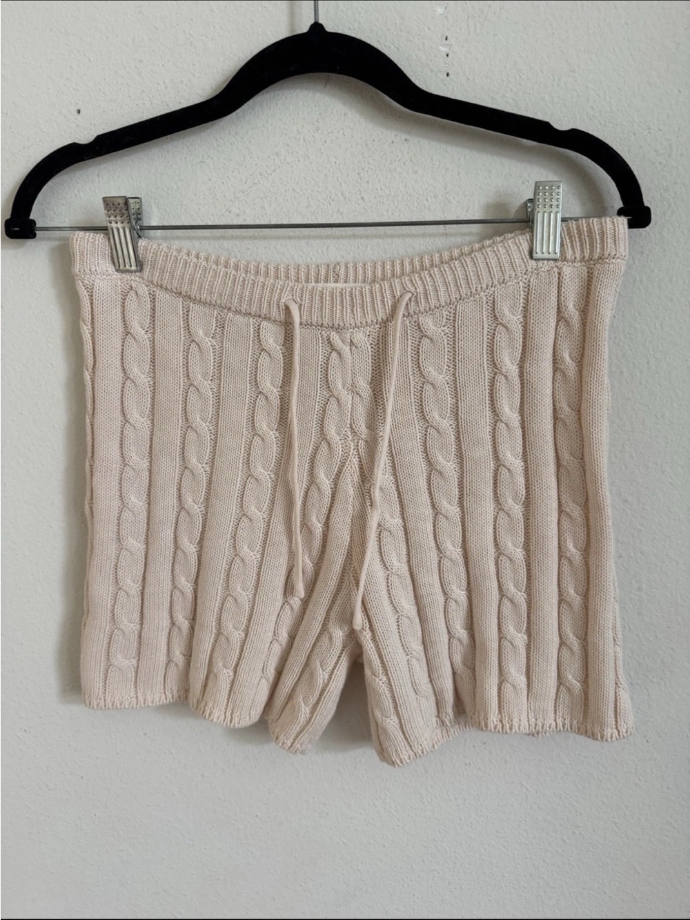 My Mum Made It Ivory Cream Cable Knit Lounge Shorts Size S